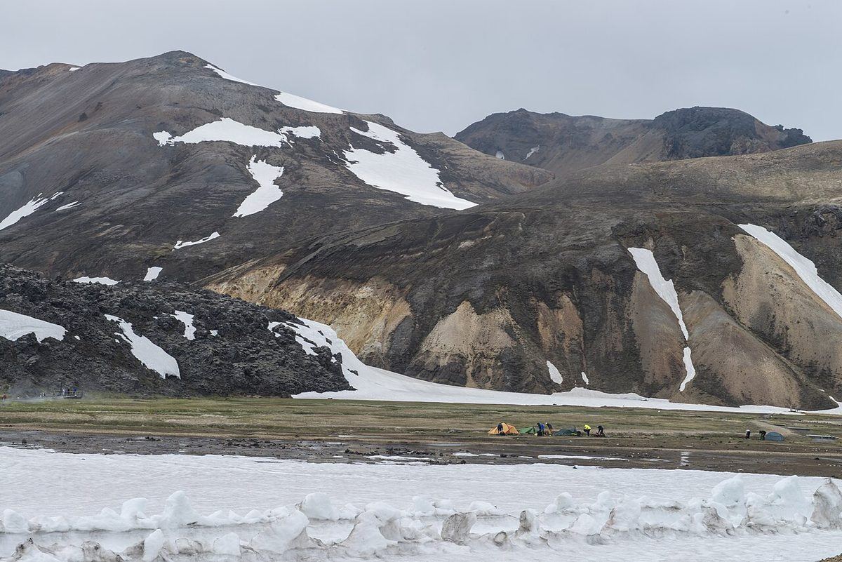 The campsite that sits in the Landmannalaugar valley.