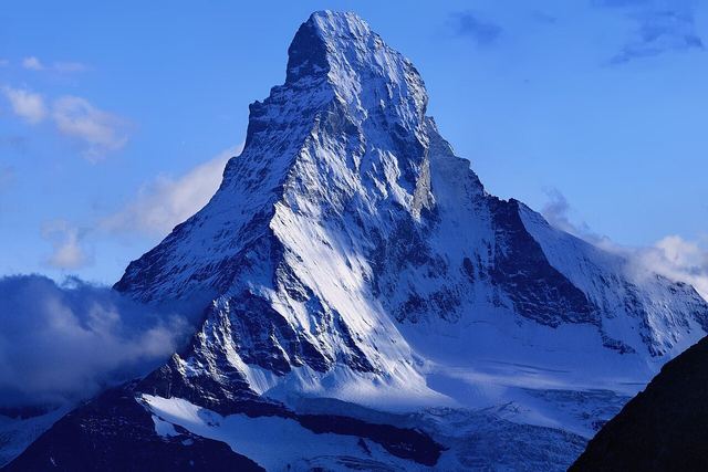 The Matterhorn seen from the Domhütte (Valais). Elevation points from Swisstopo.