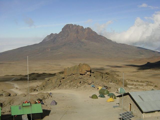 Mawenzi, Mountain in Kilimanjaro area, in Tanzania. Seen from Kibo hut (in foreground).